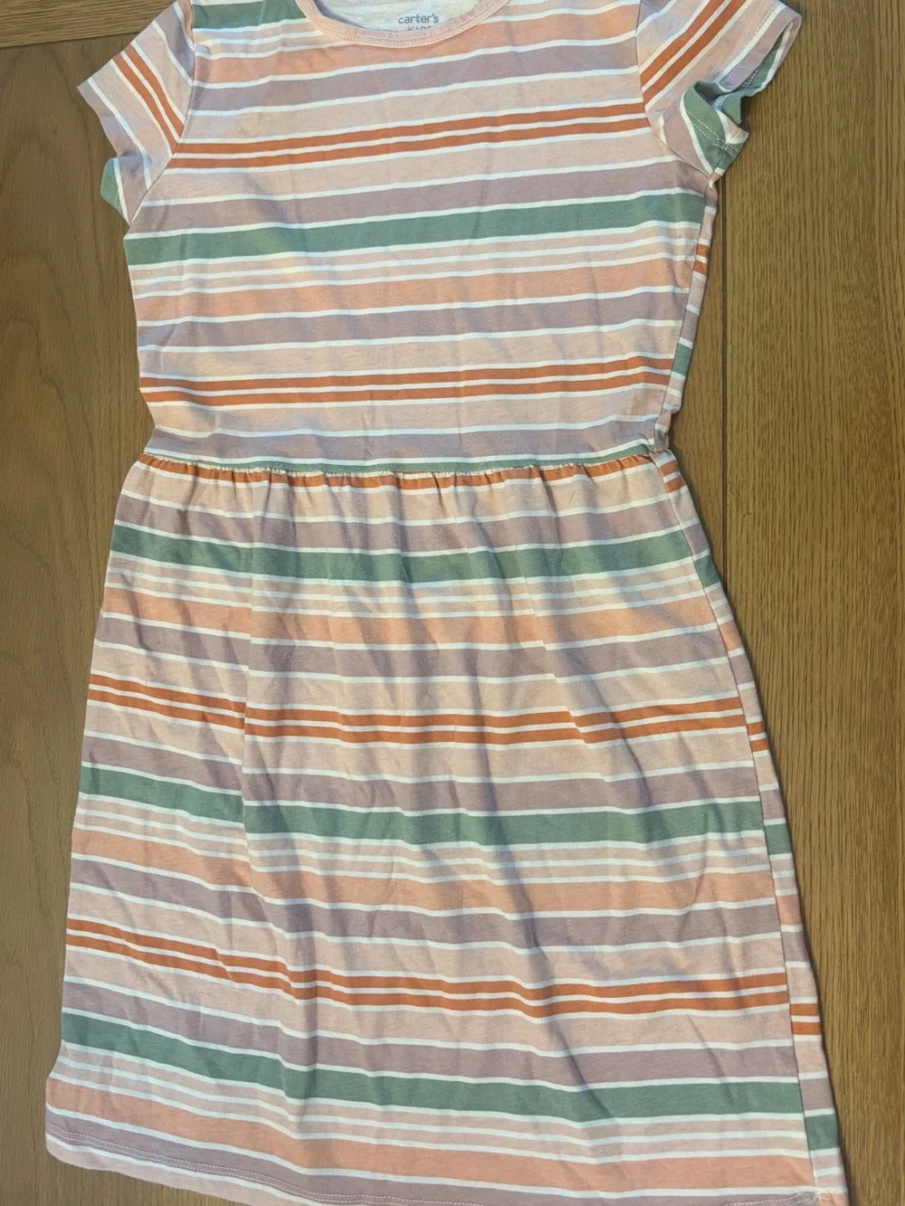 3 for $12 Carter's Peach, Green & White Striped Short Sleeve Dress